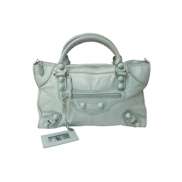 Balenciaga Handbags - BALENCIAGA The Giant Editors City Covered Handbag Green Leather